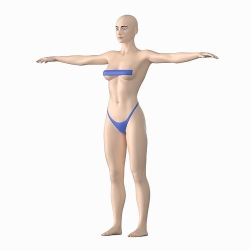 Natural Female 01 T-Pose Base Mesh 3D model