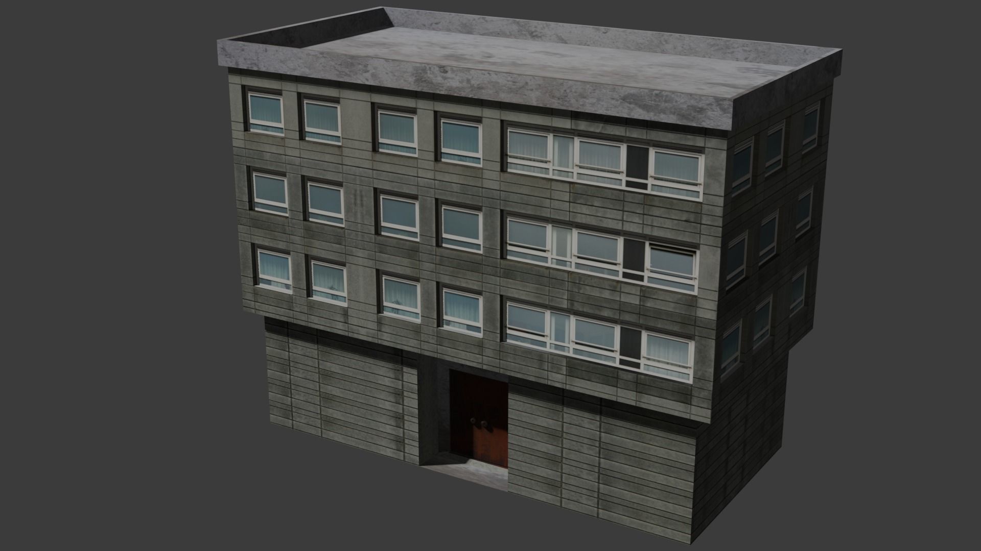 Apartment Building House BLEND FBX OBJ MTL Low-poly 3D model_2