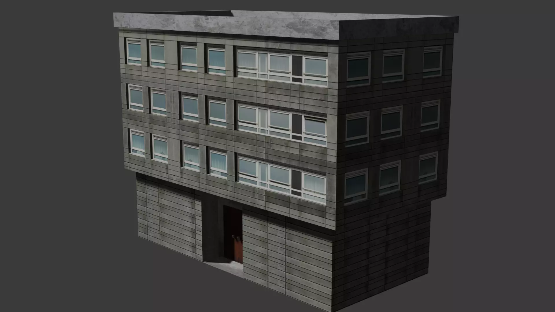 Apartment Building House BLEND FBX OBJ MTL Low-poly 3D model_0