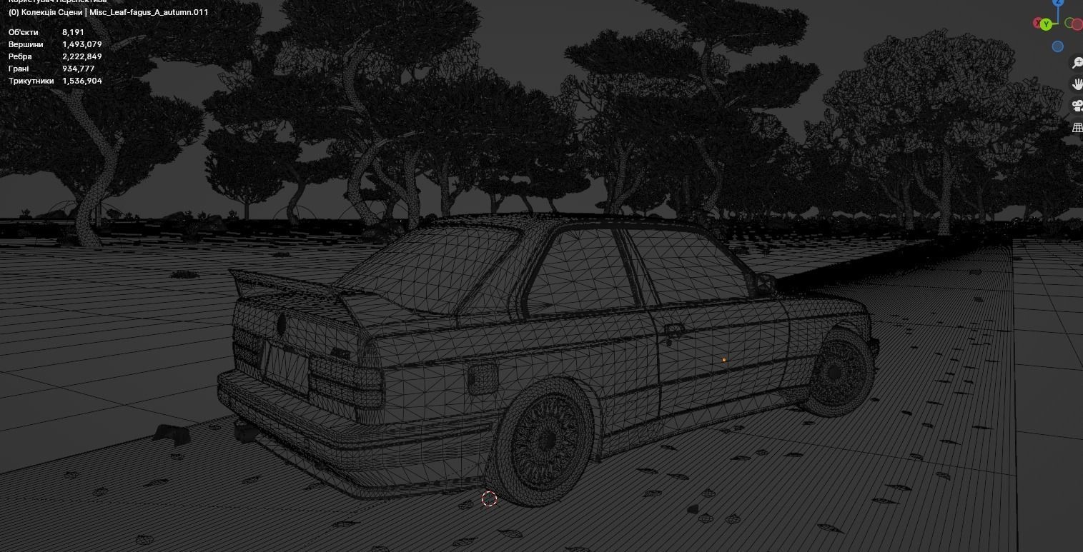 Car in the forest during the rain 3D model_15