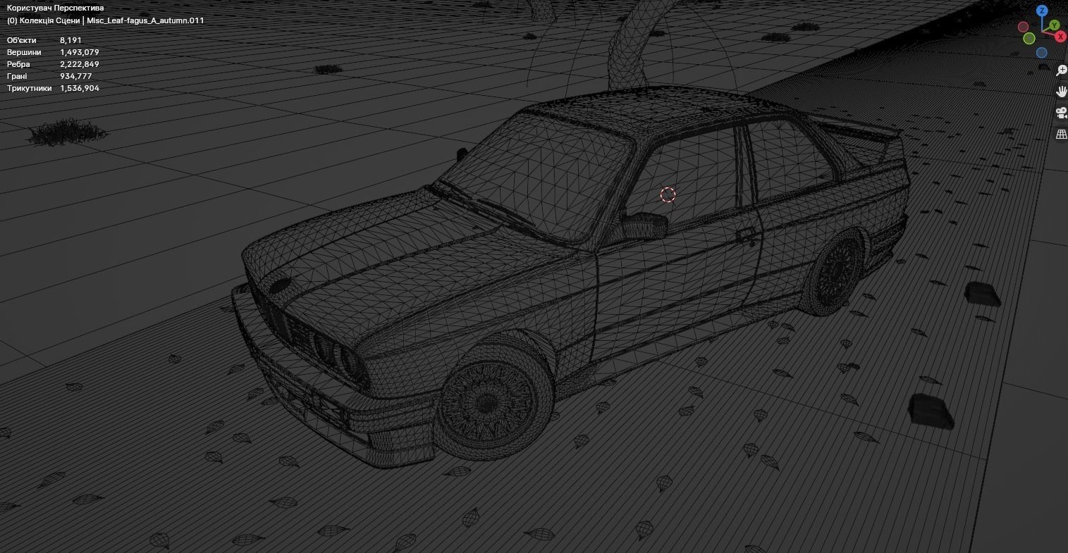 Car in the forest during the rain 3D model_14