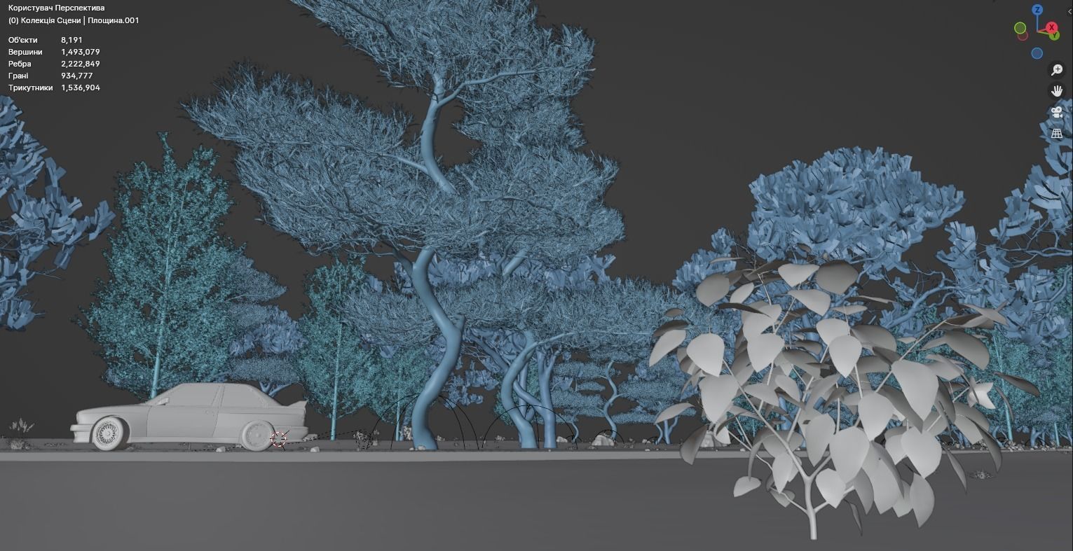 Car in the forest during the rain 3D model_12