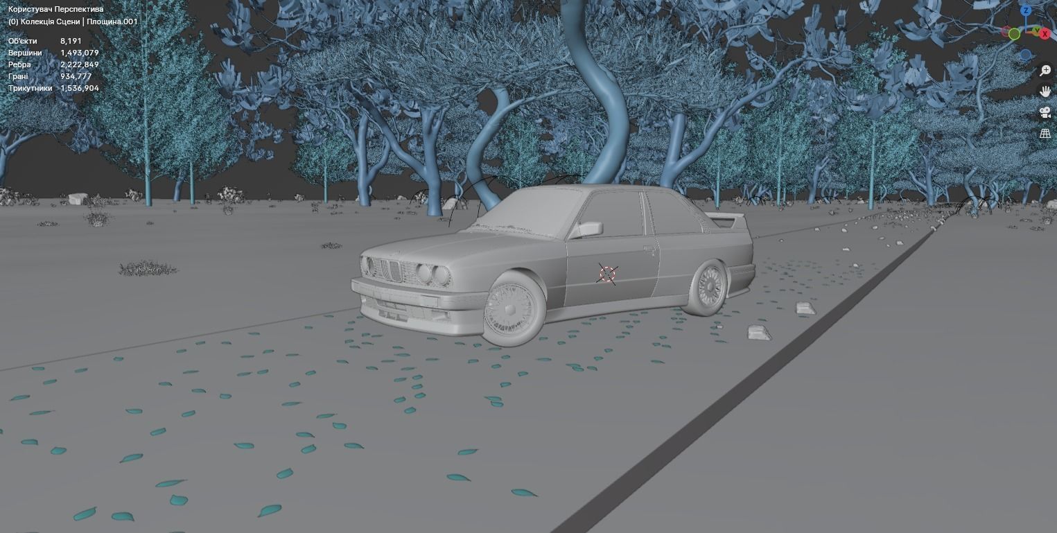 Car in the forest during the rain 3D model_10
