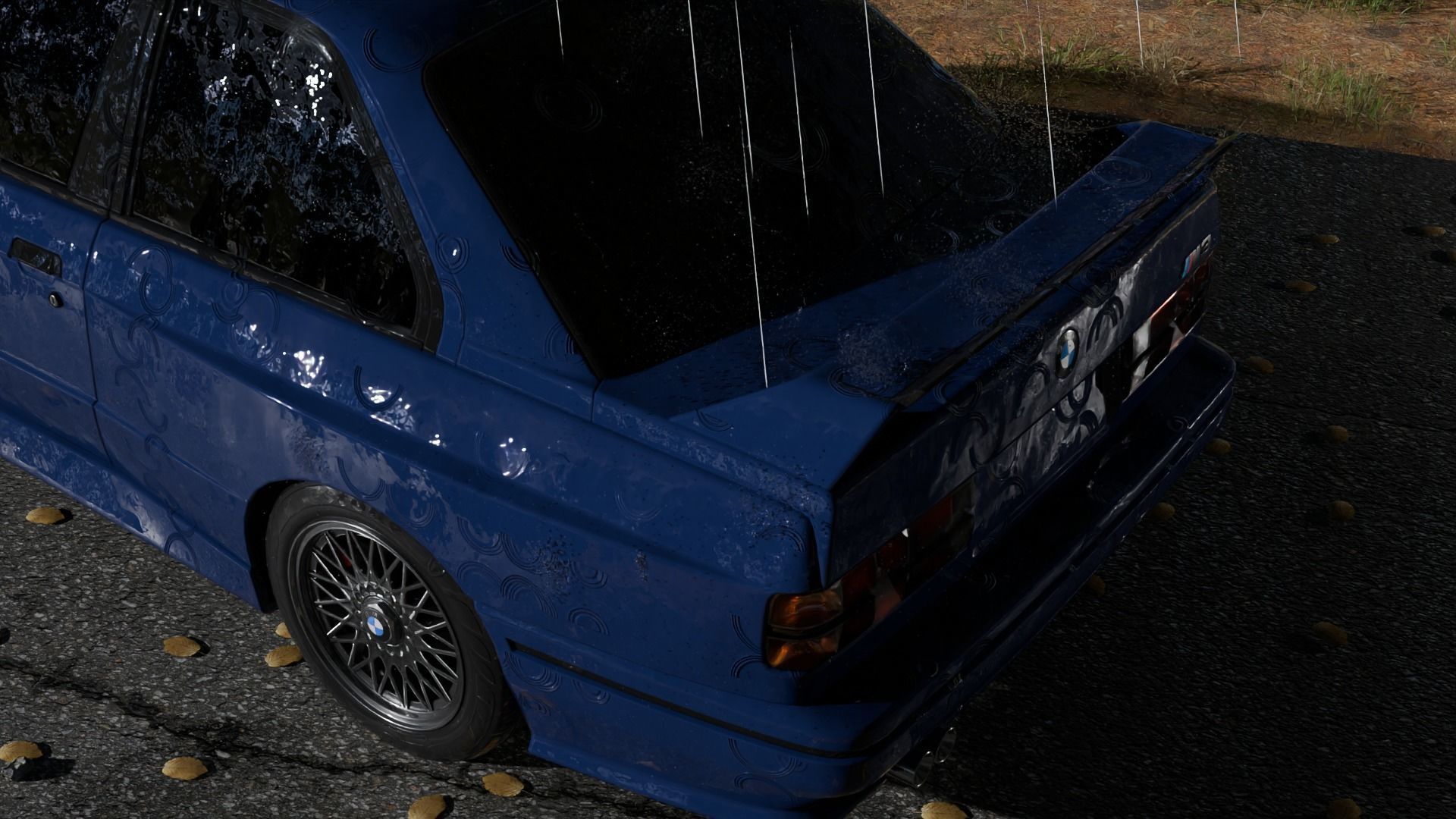 Car in the forest during the rain 3D model_5