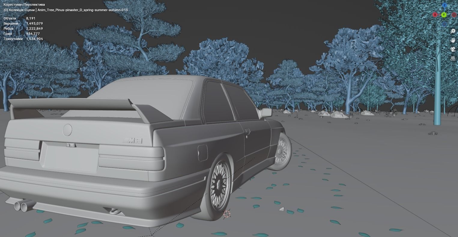 Car in the forest during the rain 3D model_11