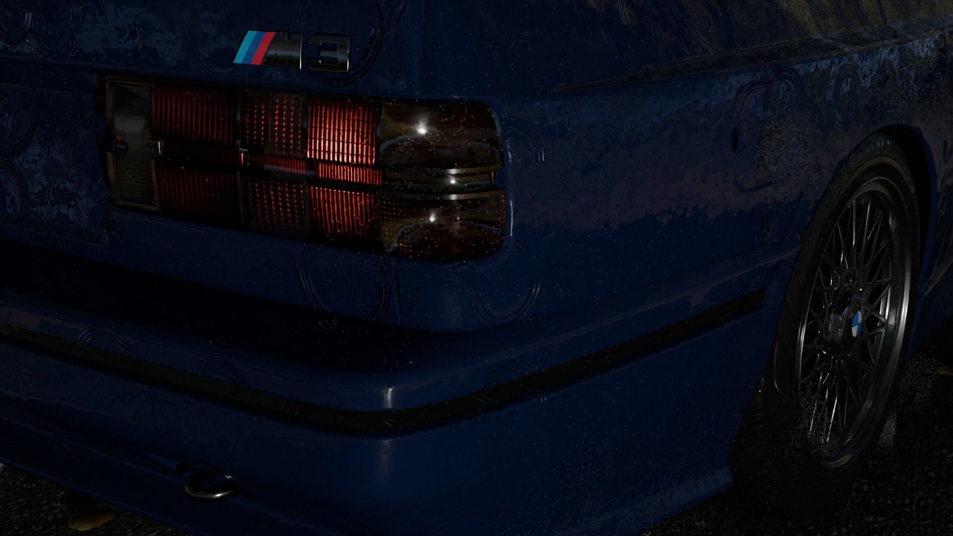 Car in the forest during the rain 3D model_2