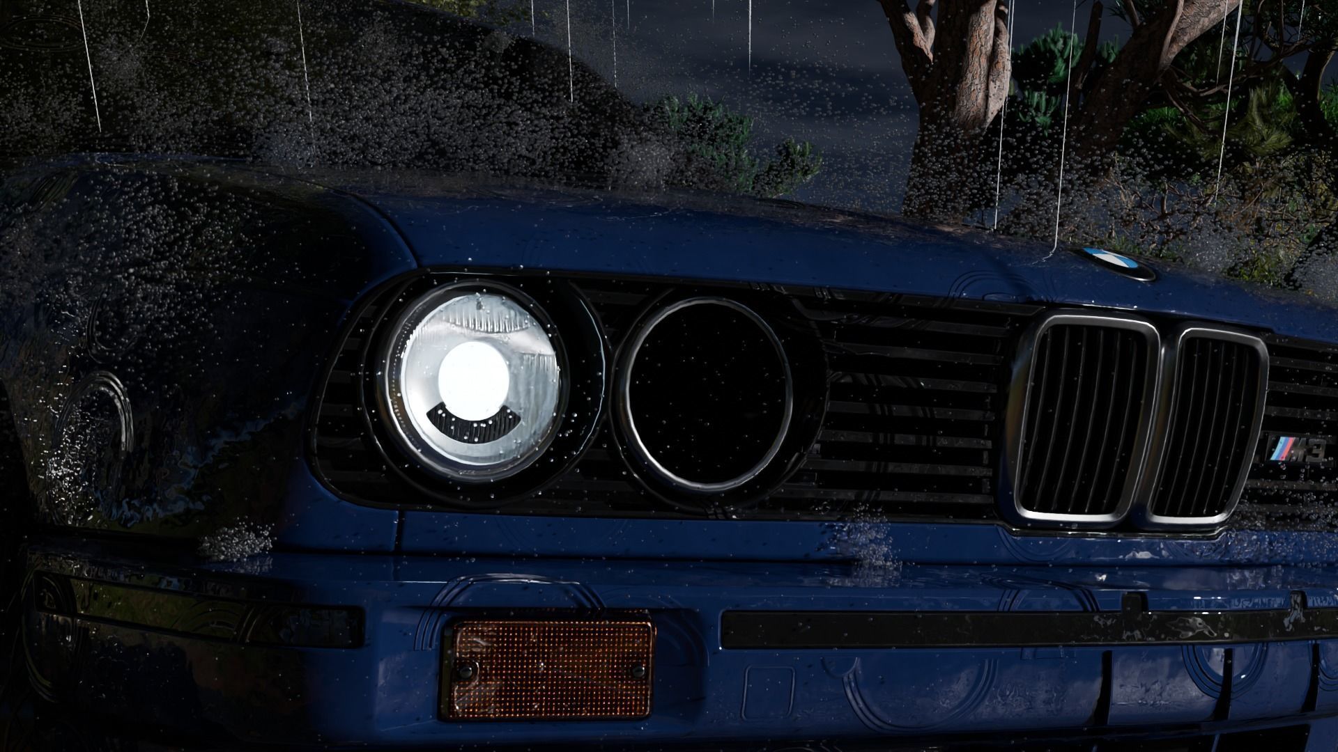 Car in the forest during the rain 3D model_3