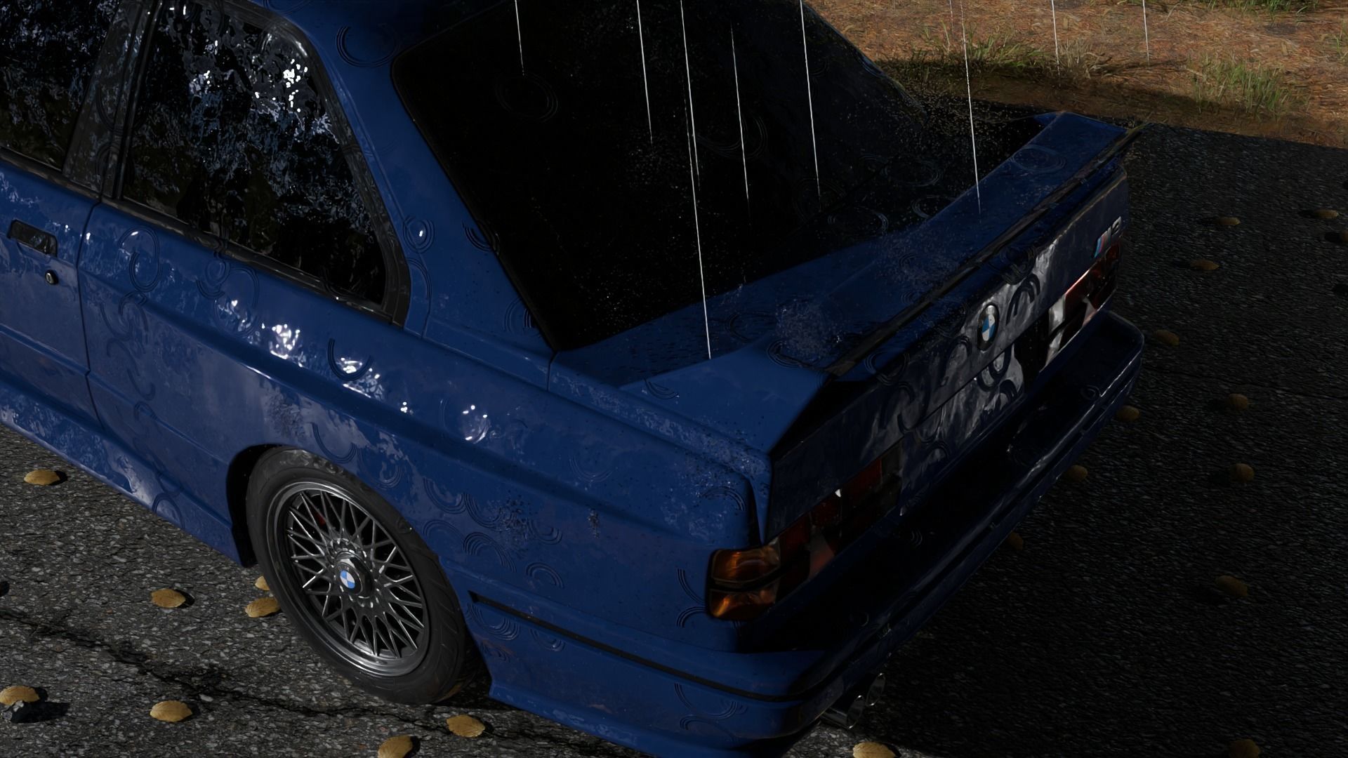 Car in the forest during the rain 3D model_9