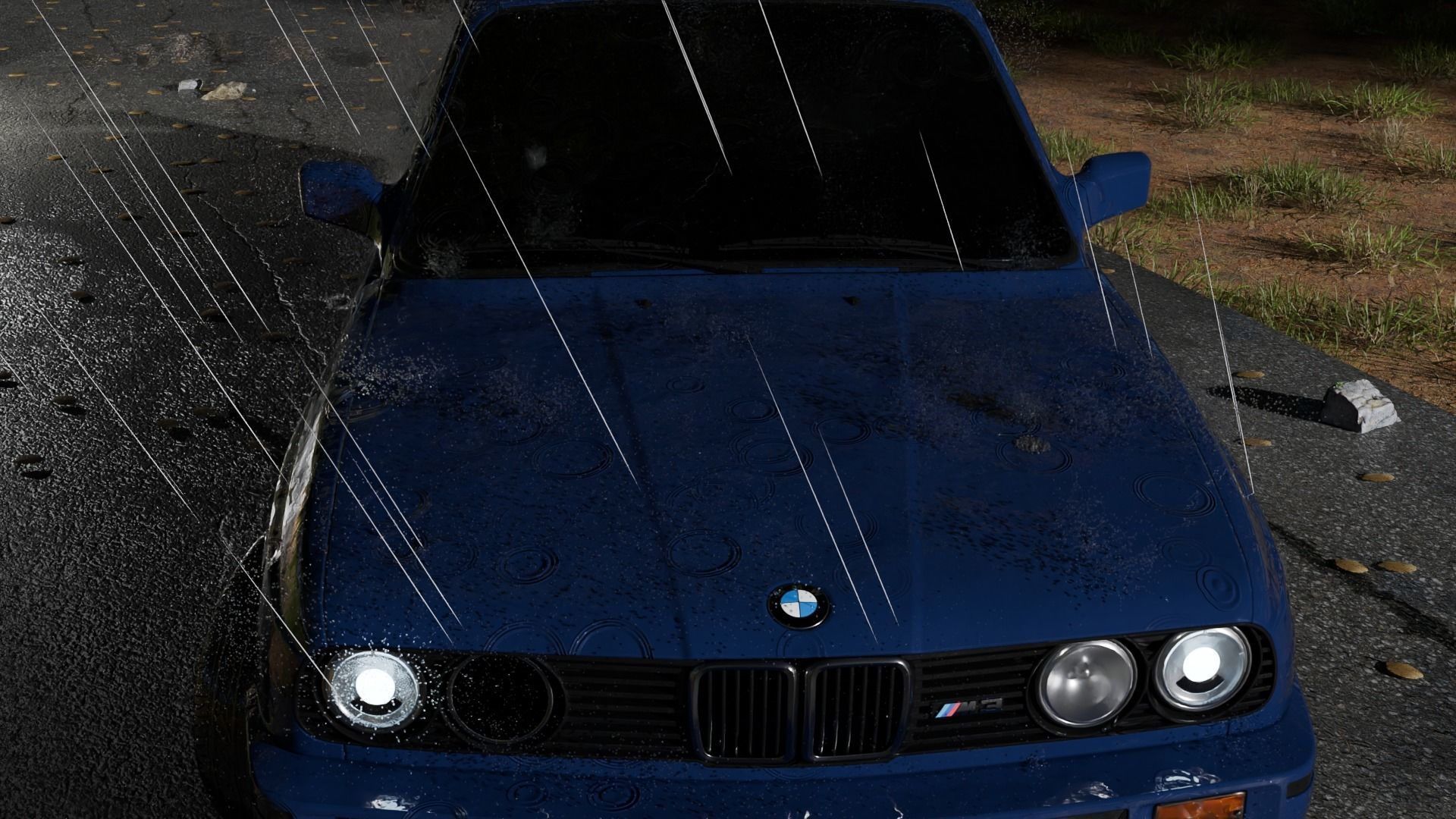 Car in the forest during the rain 3D model_4