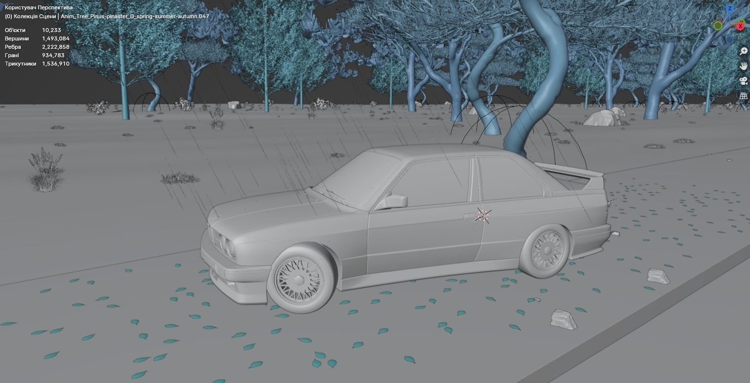 Car in the forest during the rain 3D model_13