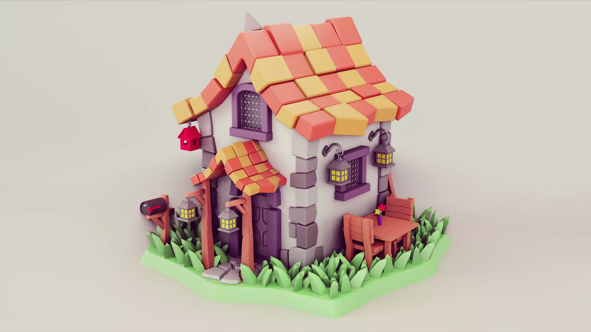 cartoon house 03 Low-poly 3D model