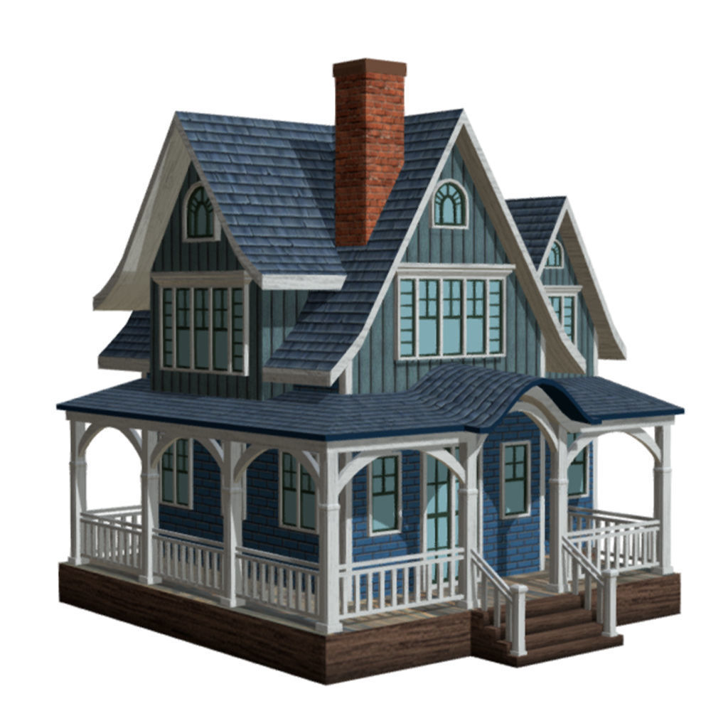 Low Poly PBR Houses Exteriors Pack 3D Model Collection_8