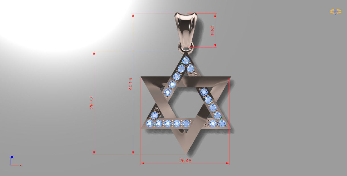 star of david pendant p0027 3D print model_3