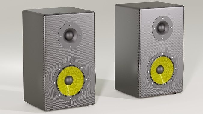 Modern 3D Model Bookshelf Speaker Pair 3D model