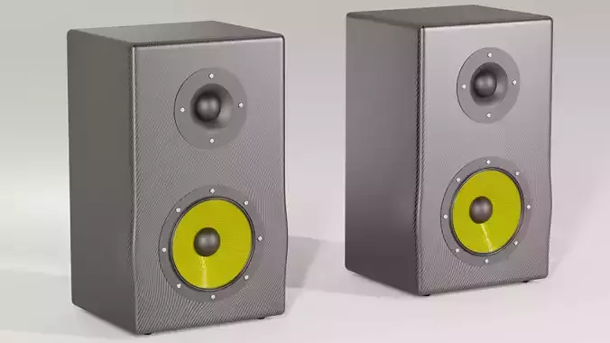 Modern 3D Model Bookshelf Speaker Pair