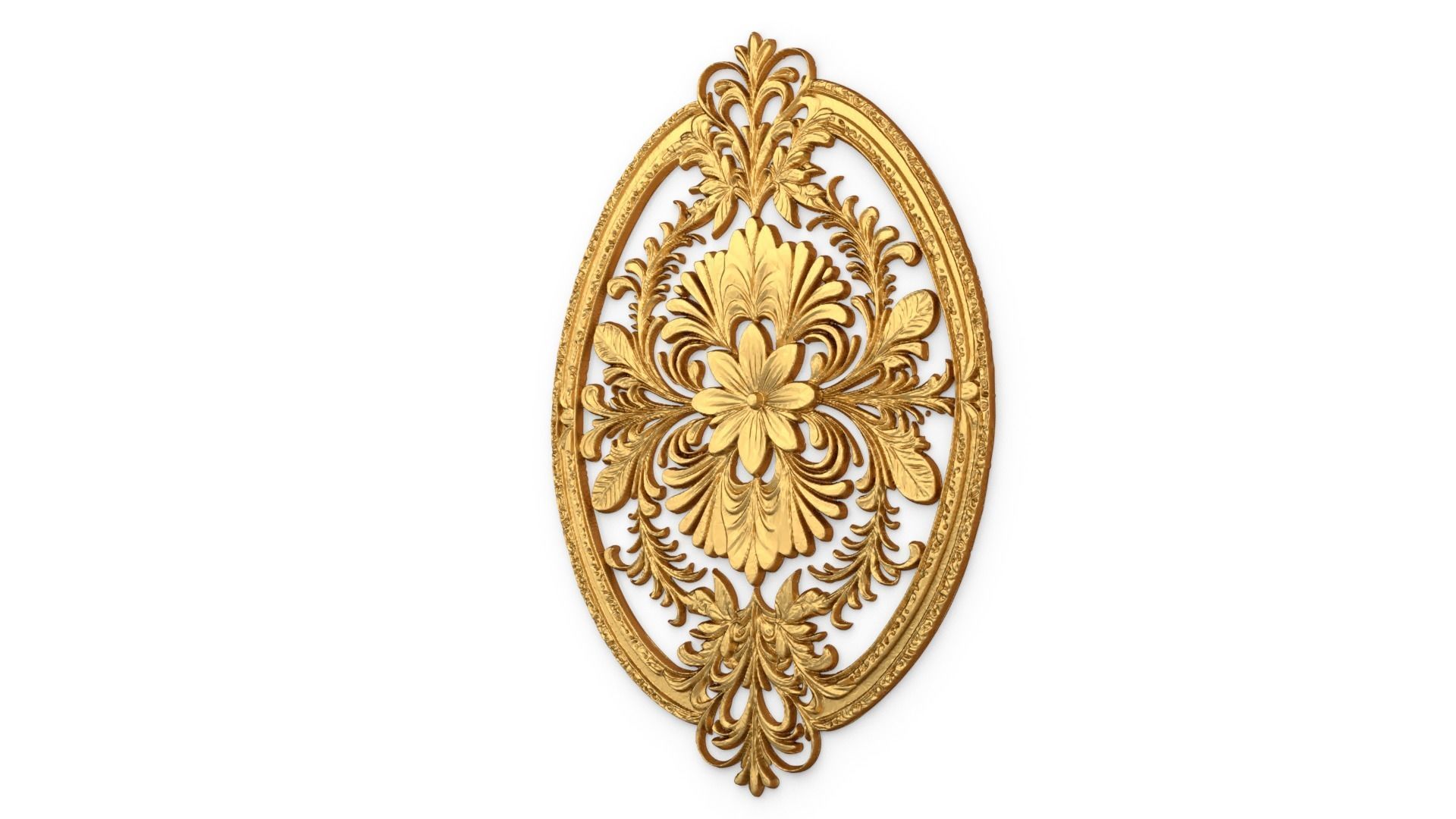 Classic oval carved decor ornament 01  3D model_2