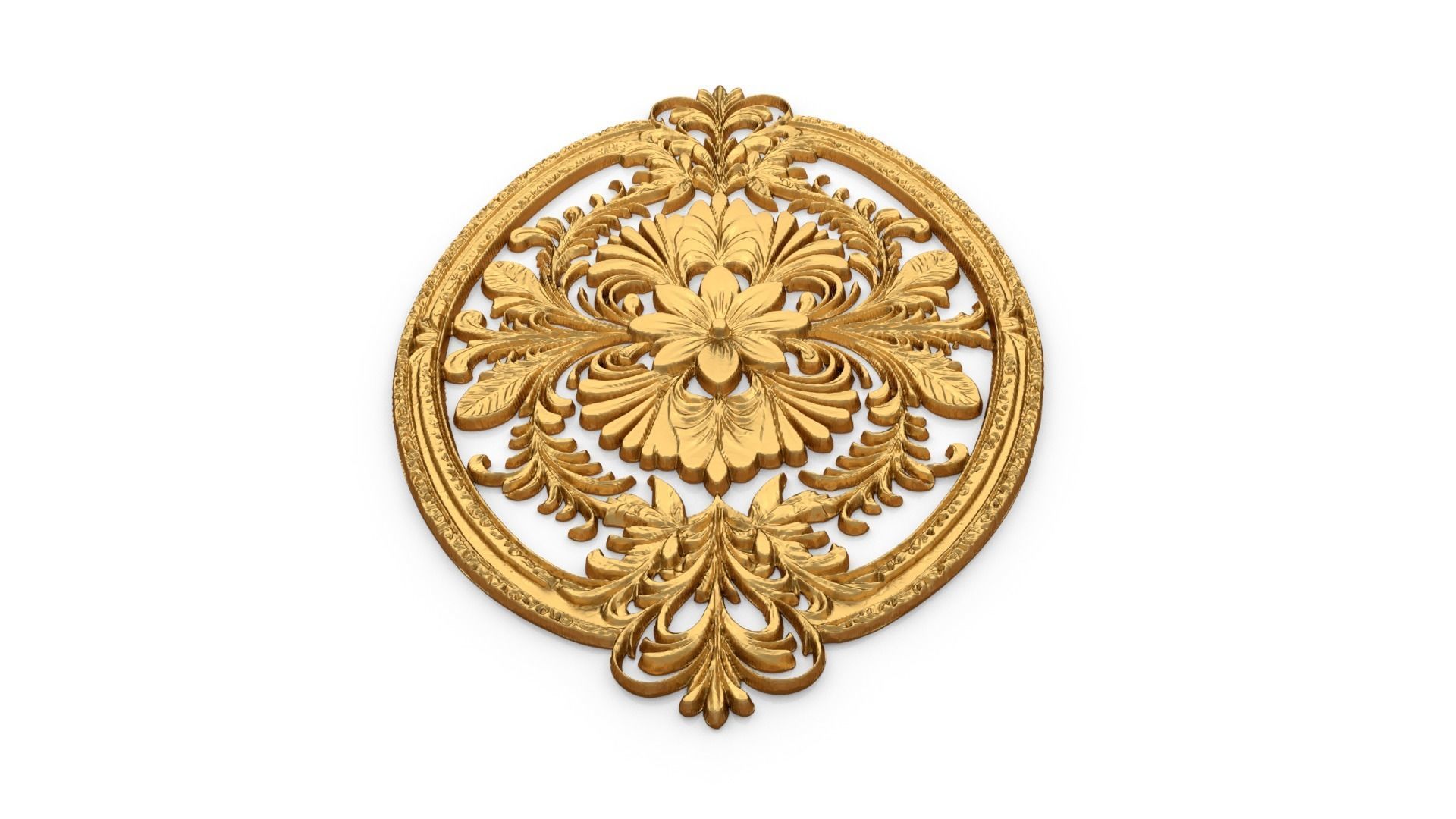 Classic oval carved decor ornament 01  3D model_3