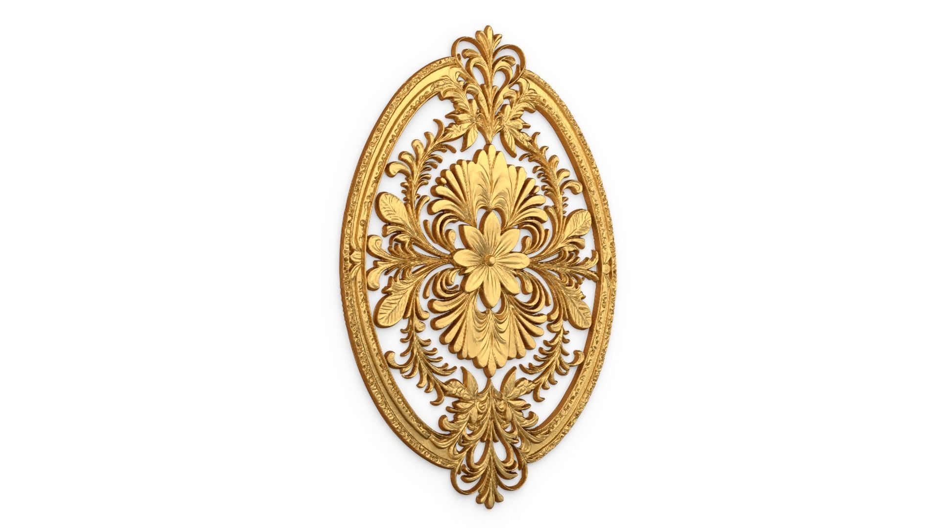 Classic oval carved decor ornament 01  3D model_1