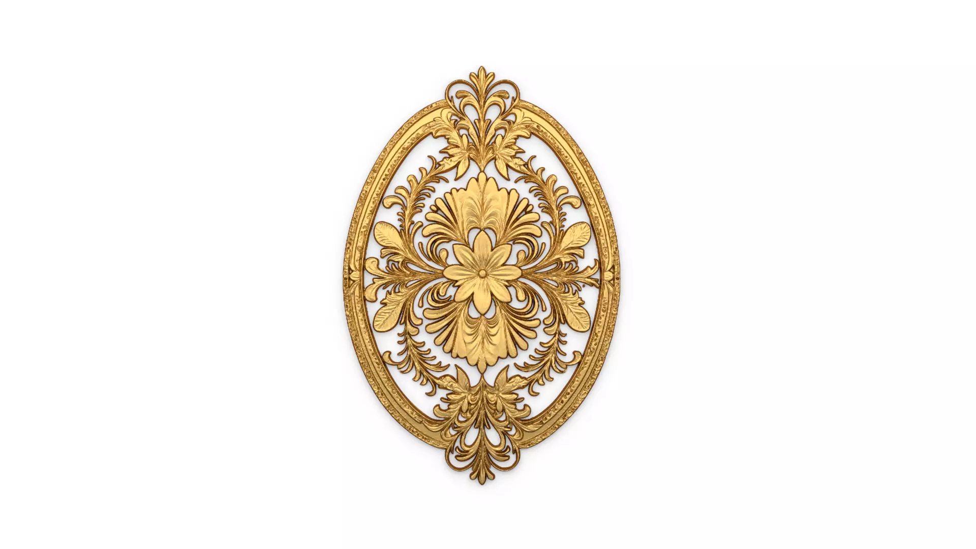 Classic oval carved decor ornament 01  3D model_0