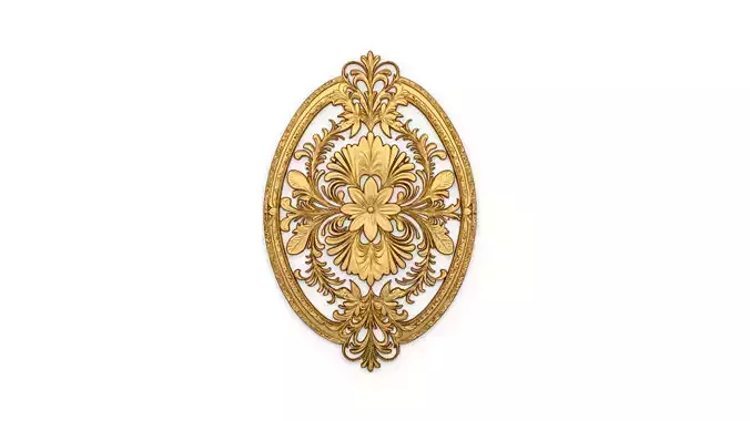 Classic oval carved decor ornament 01 