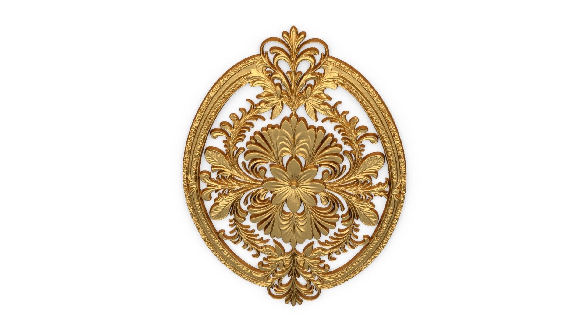 Classic oval carved decor ornament 01  3D model_4