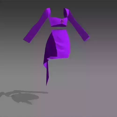 two pieces skirt and blouse purple  Low-poly 3D model