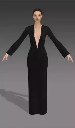 black color matte dress  deep neckline look modern long dress