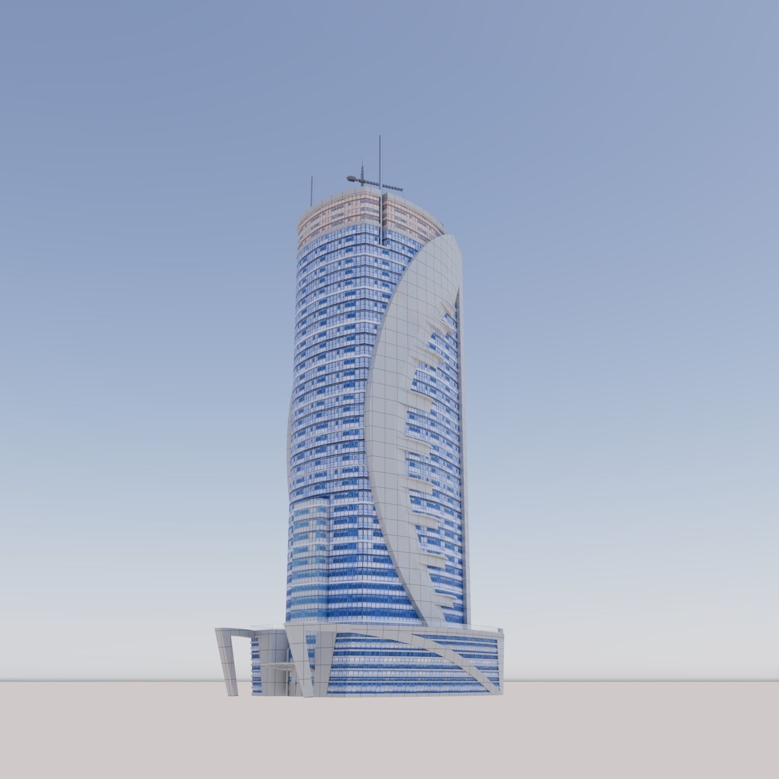 Qatar Doha Qatarbank Skyscraper 3D model_1