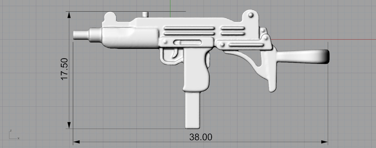 Uzi gun pendant 3D print model_2