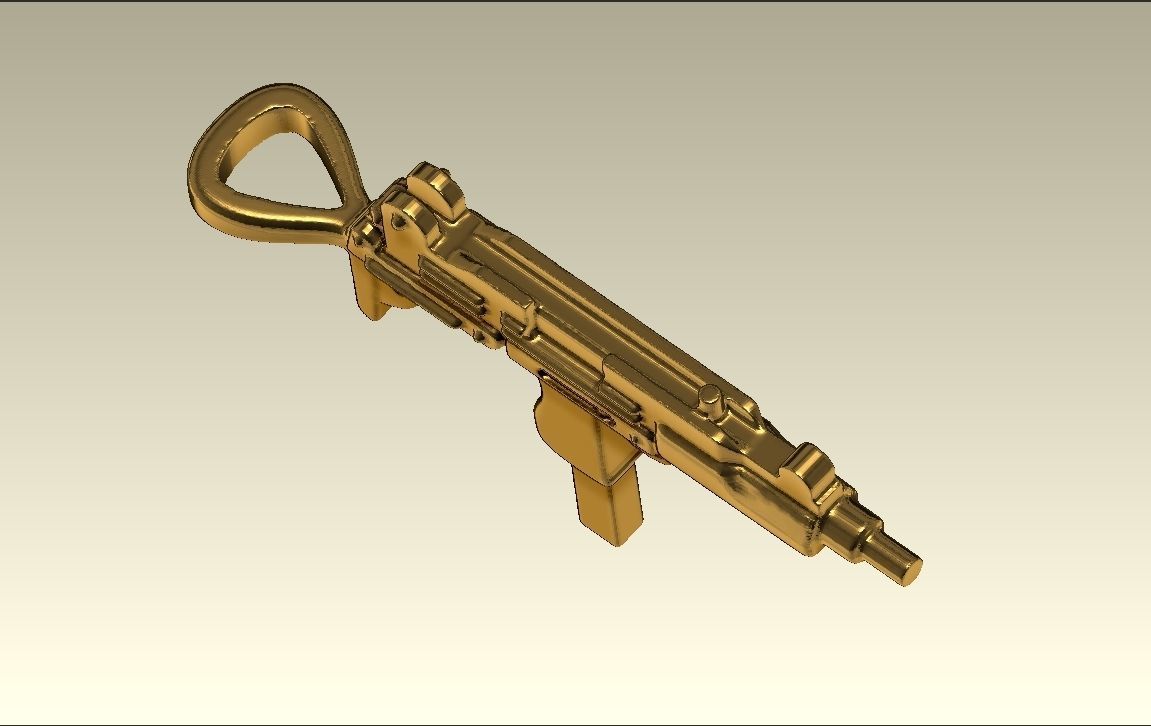 Uzi gun pendant 3D print model_4