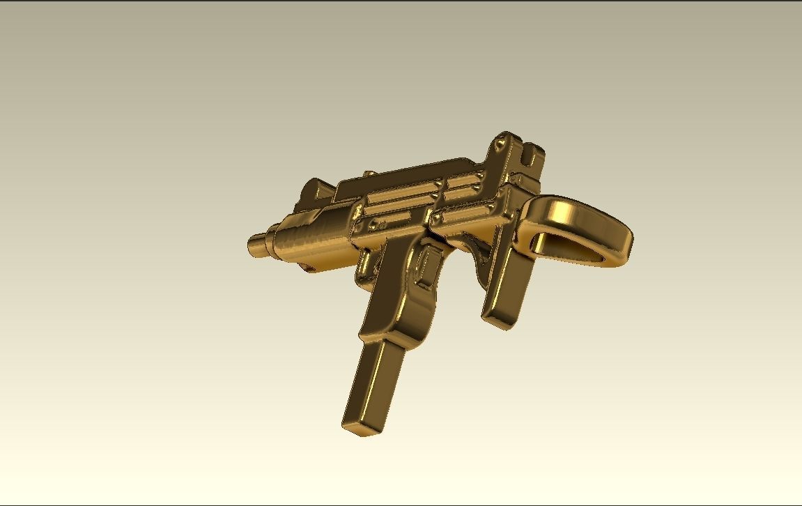 Uzi gun pendant 3D print model_6
