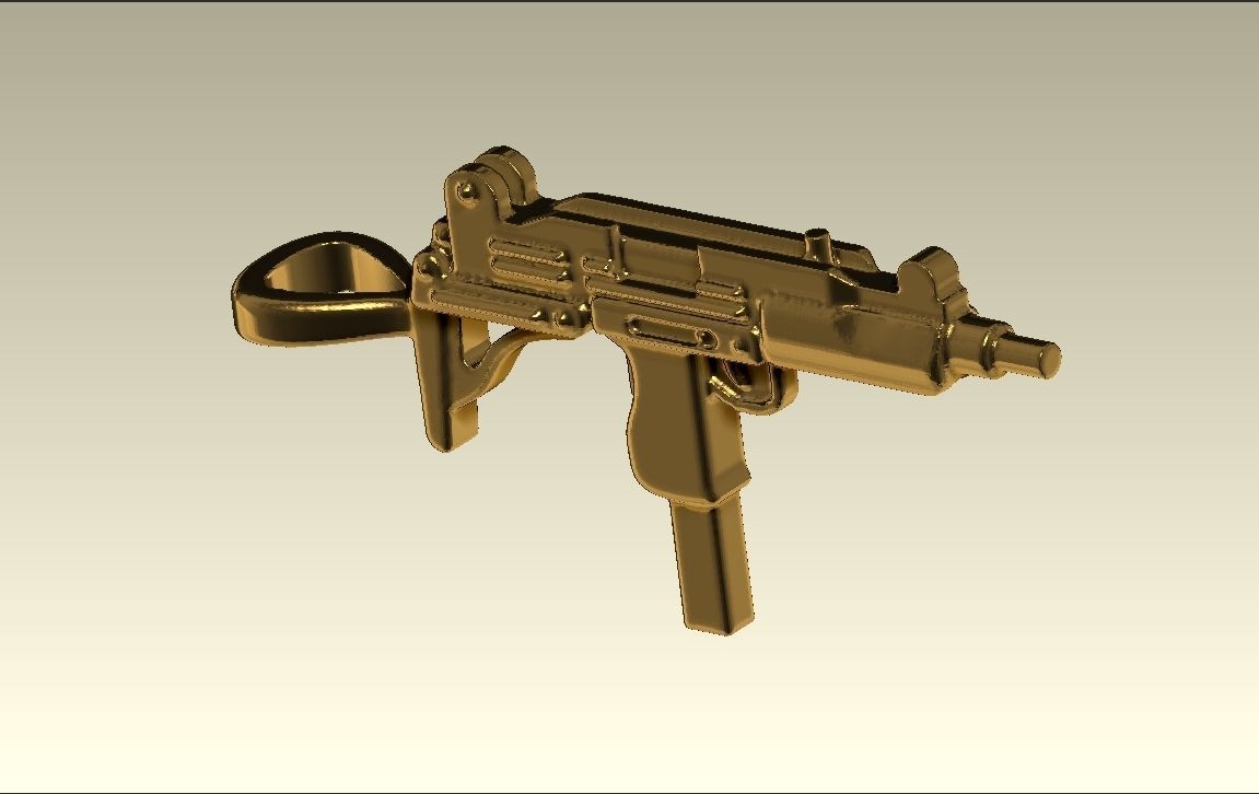 Uzi gun pendant 3D print model_1