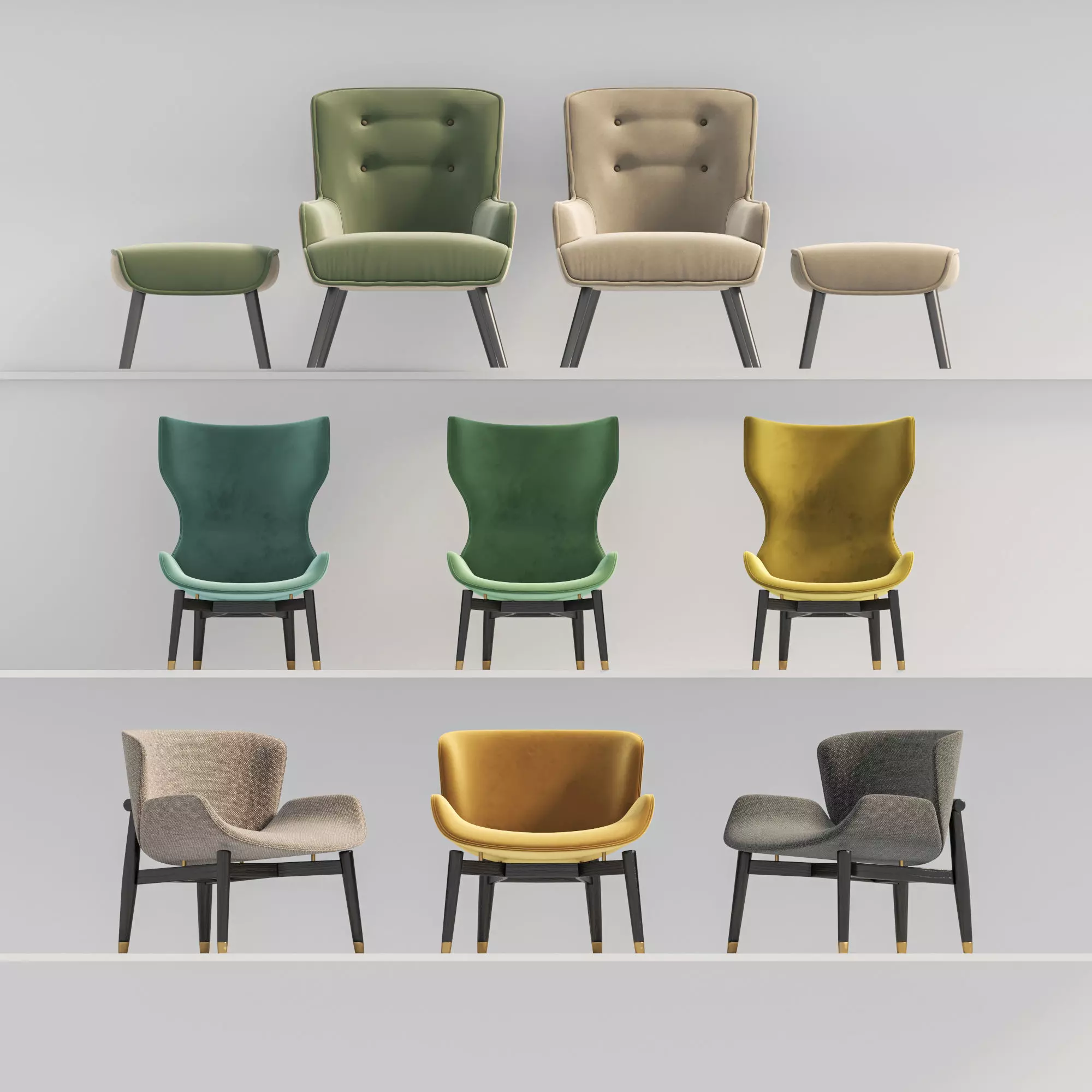 and sofa of chair Combination 3D model_0