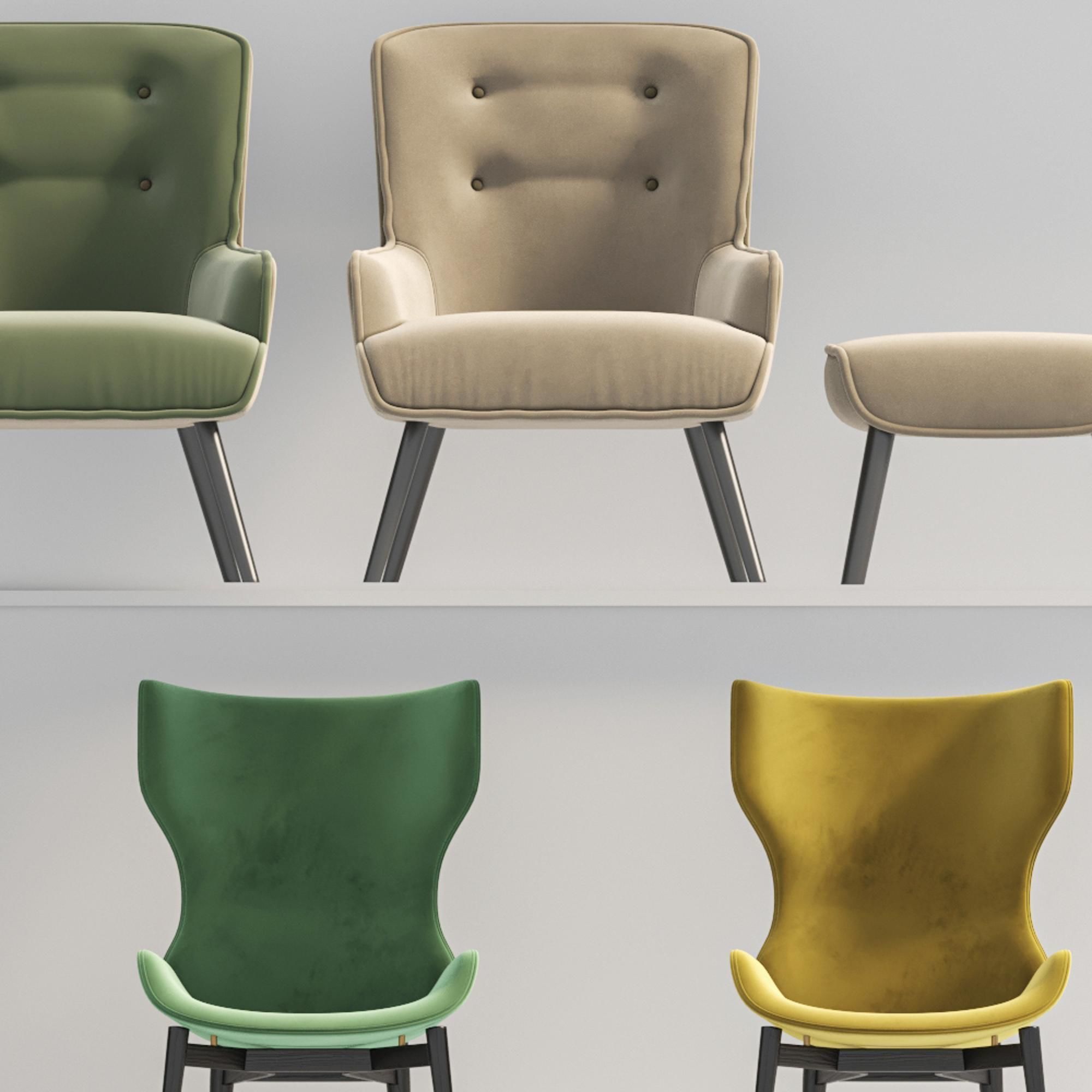and sofa of chair Combination 3D model_4
