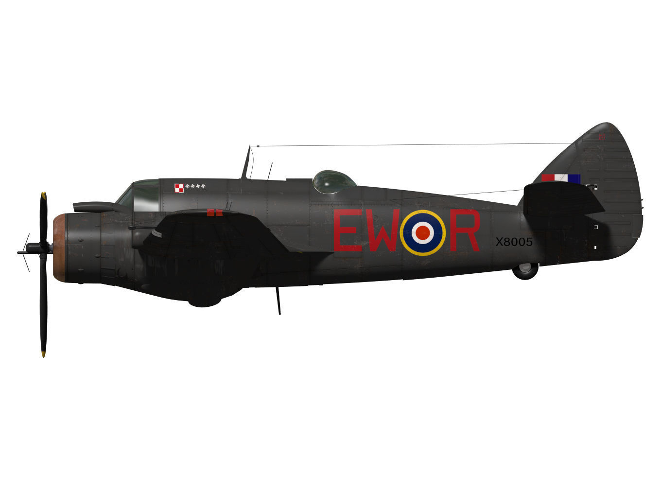 Bristol Beaufighter  MKVIF 3D model_8