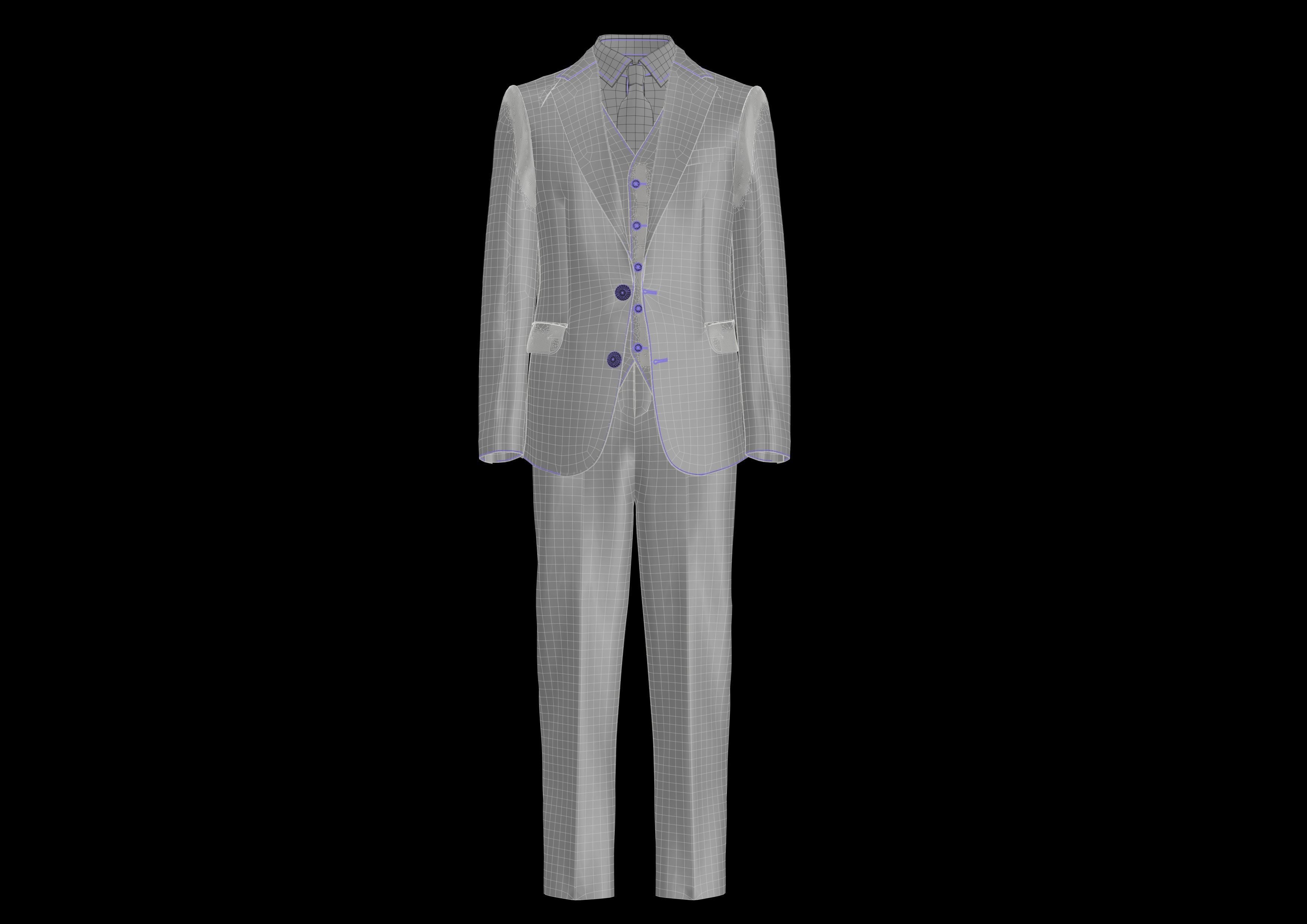 Man Black Business Suit Free low-poly 3D model_4