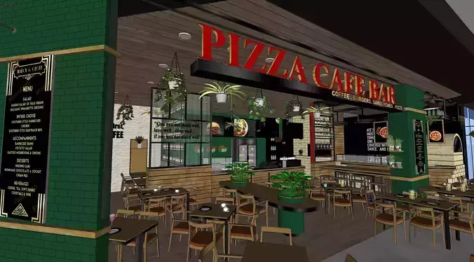 Pizza Restaurant - HIGHLY DETAILED SKETCH UP MODEL 