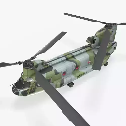 CH-47 Chinook Korean Army Complex Animation Low-poly 3D model