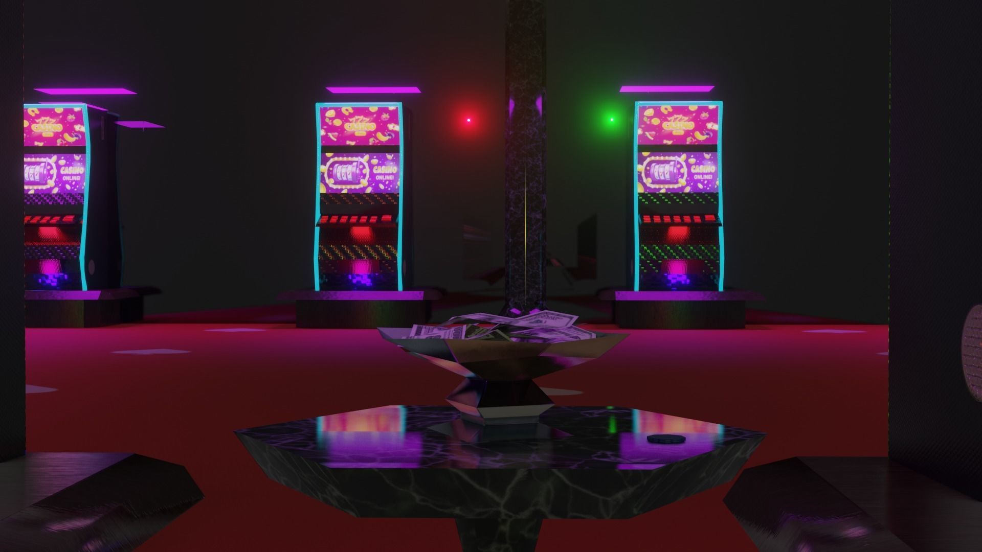 Small casino - interior and props Low-poly 3D model_4