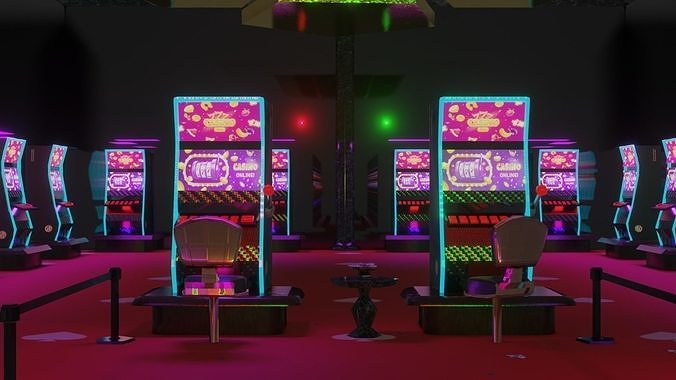 Small casino - interior and props Low-poly 3D model