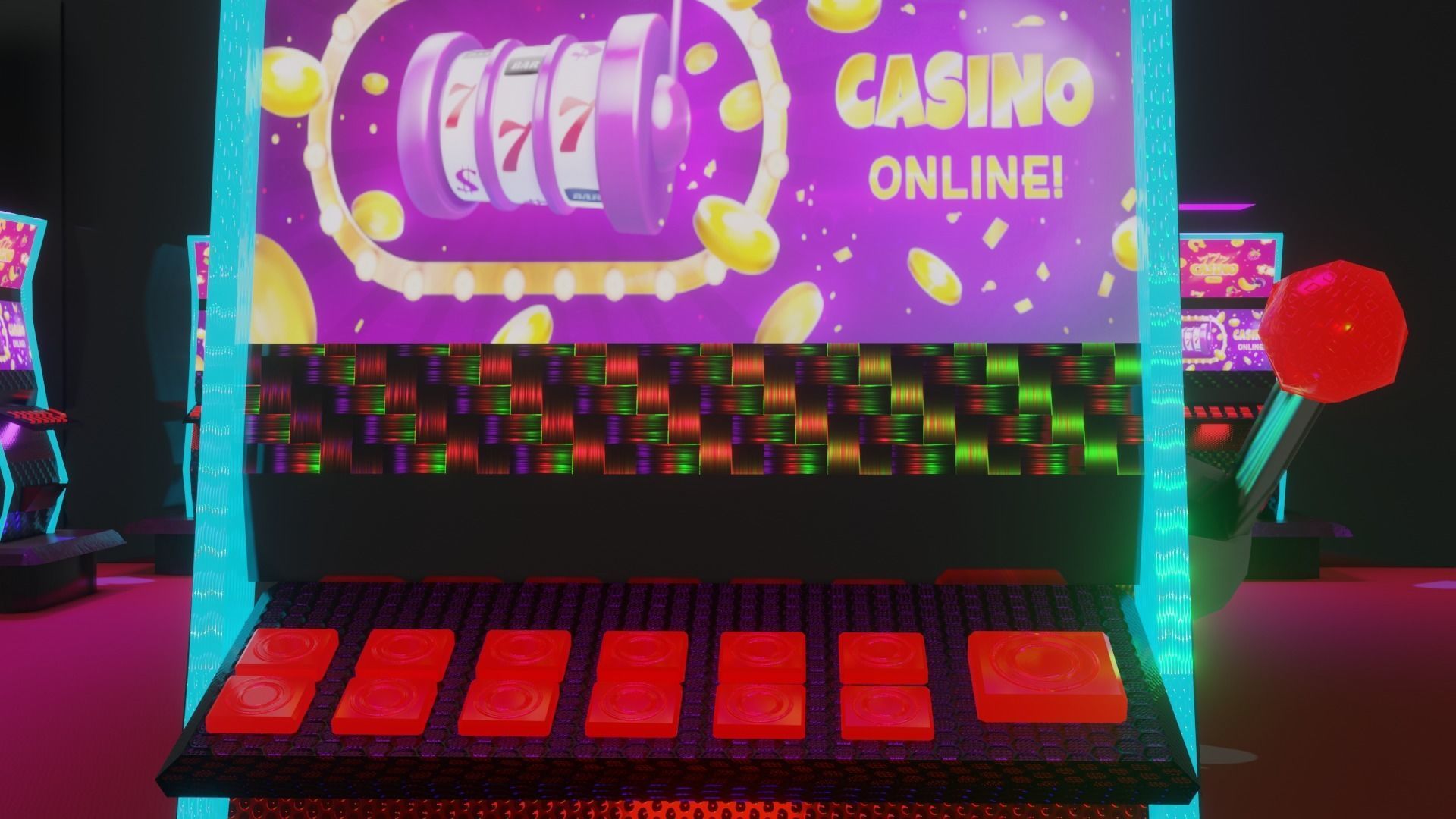 Small casino - interior and props Low-poly 3D model_5