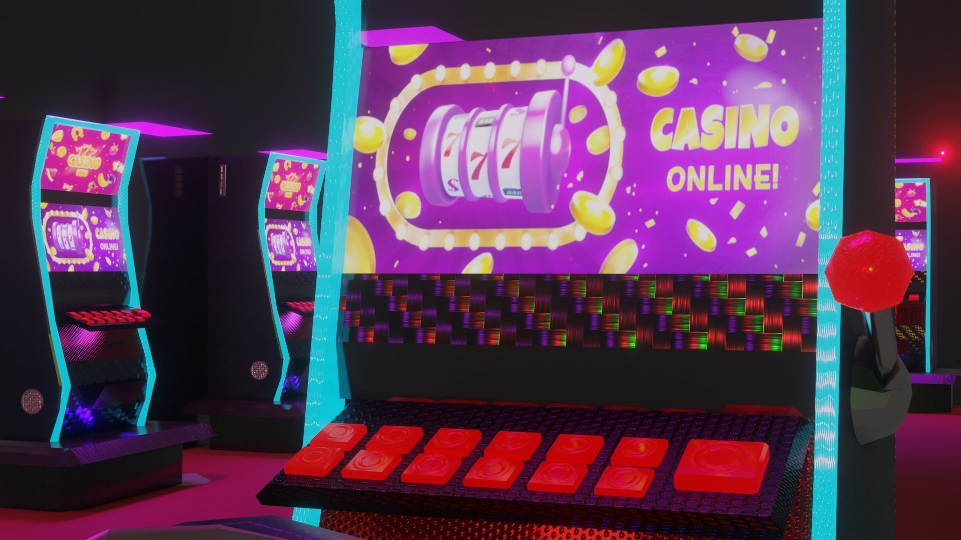 Small casino - interior and props Low-poly 3D model_7