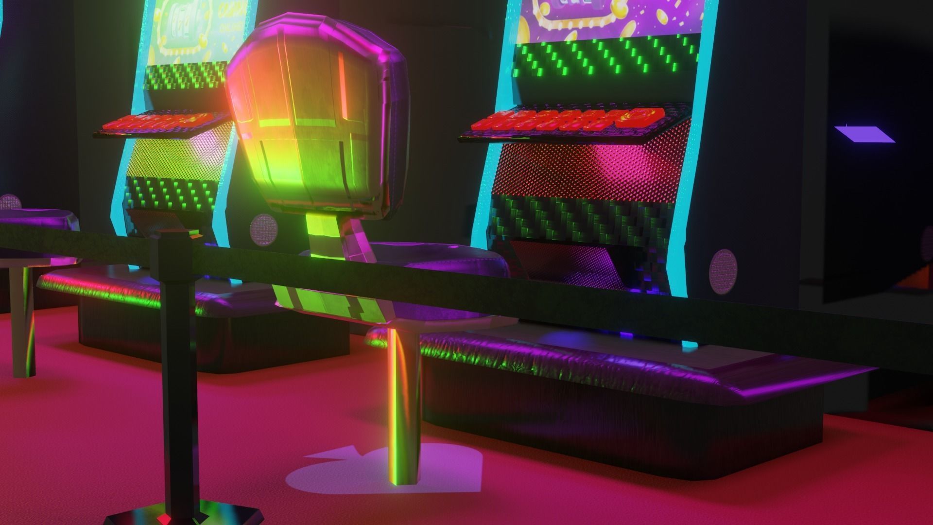 Small casino - interior and props Low-poly 3D model_8