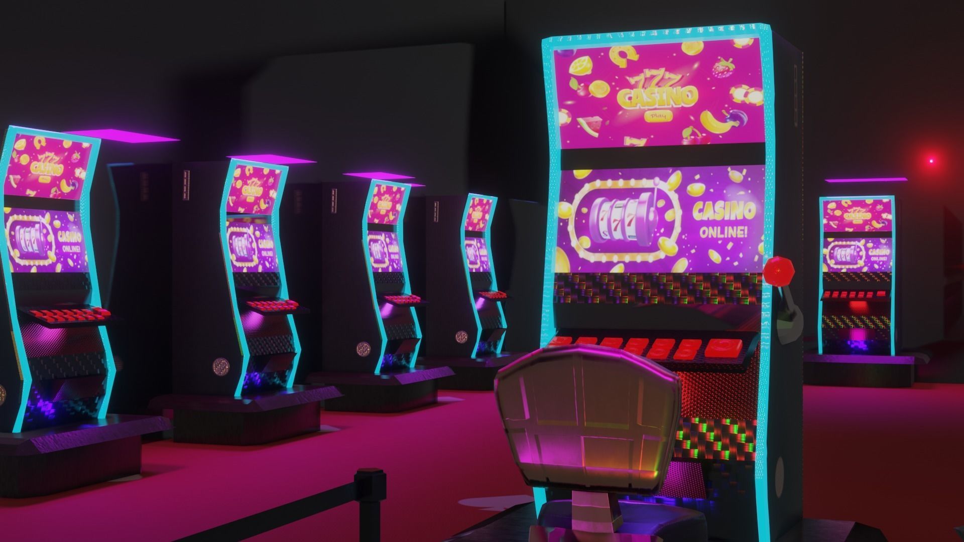 Small casino - interior and props Low-poly 3D model_9