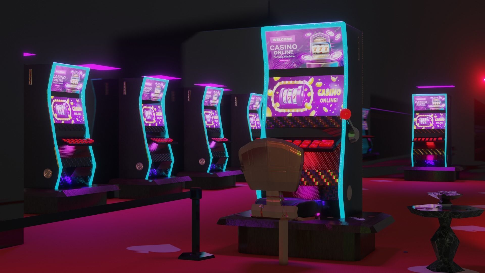 Small casino - interior and props Low-poly 3D model_6