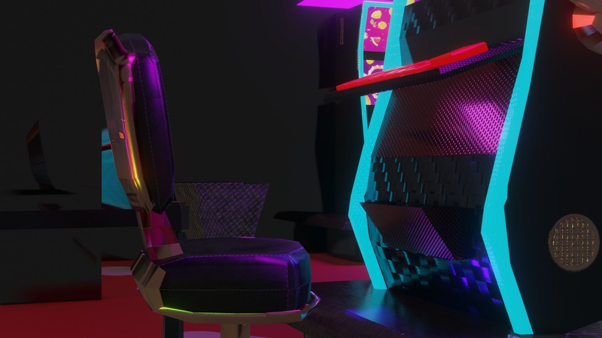 Small casino - interior and props Low-poly 3D model_11