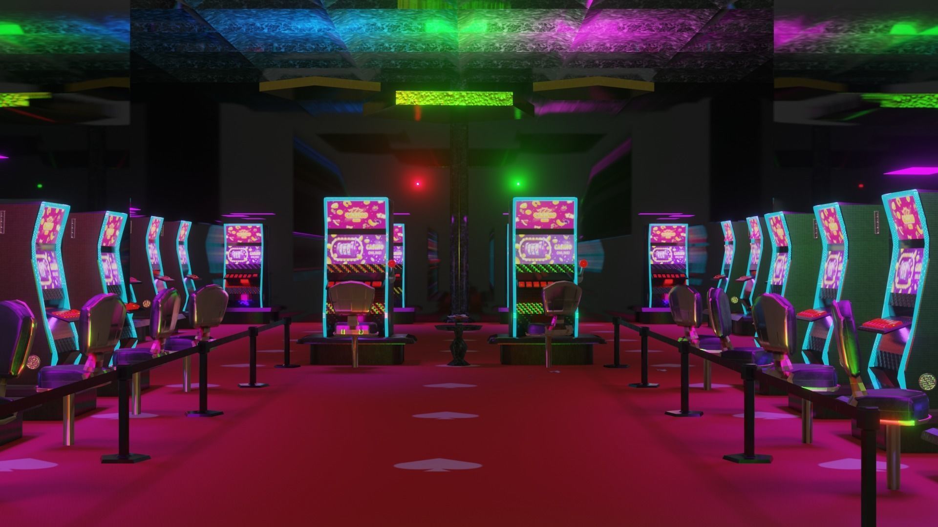 Small casino - interior and props Low-poly 3D model_2