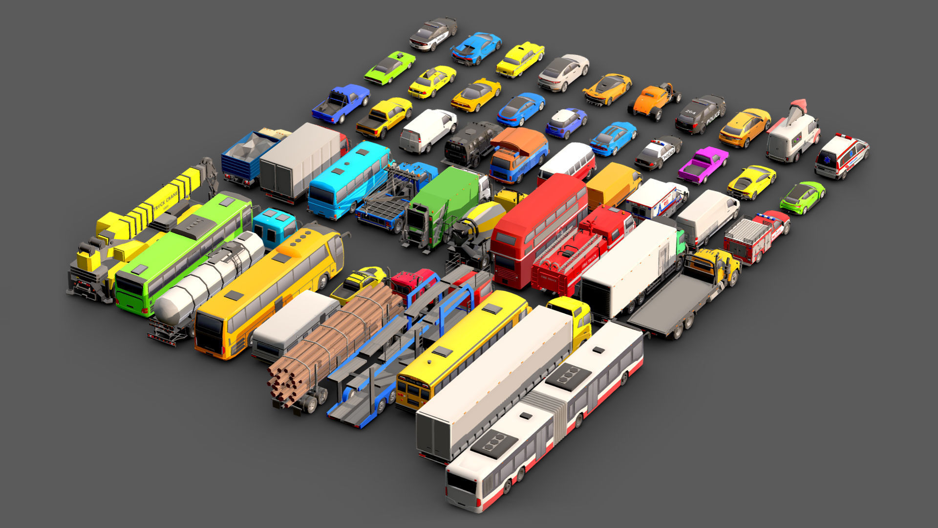 Vehicle Pack Low- Poly Low-poly 3D model_4