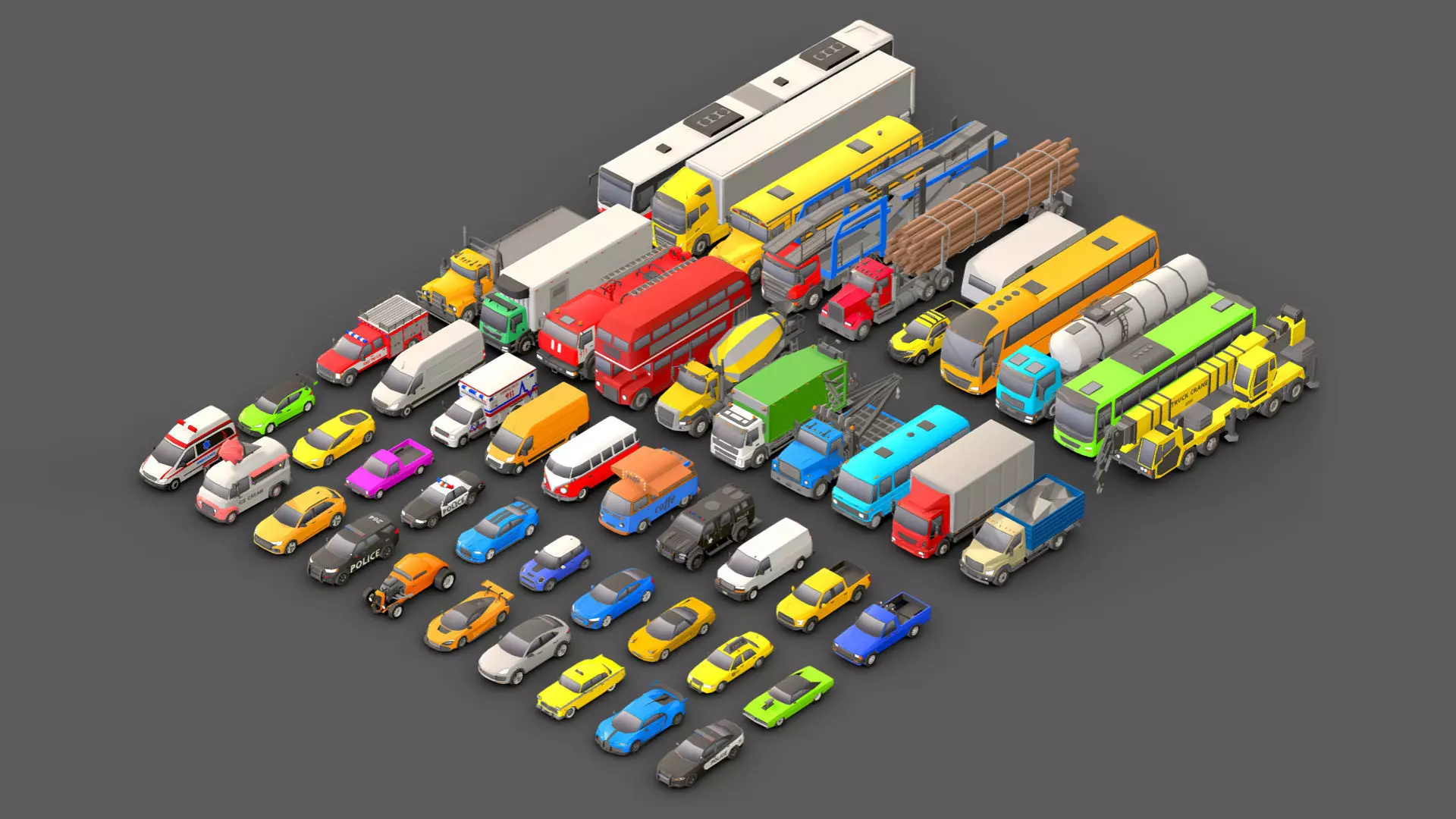 Vehicle Pack Low- Poly Low-poly 3D model_0