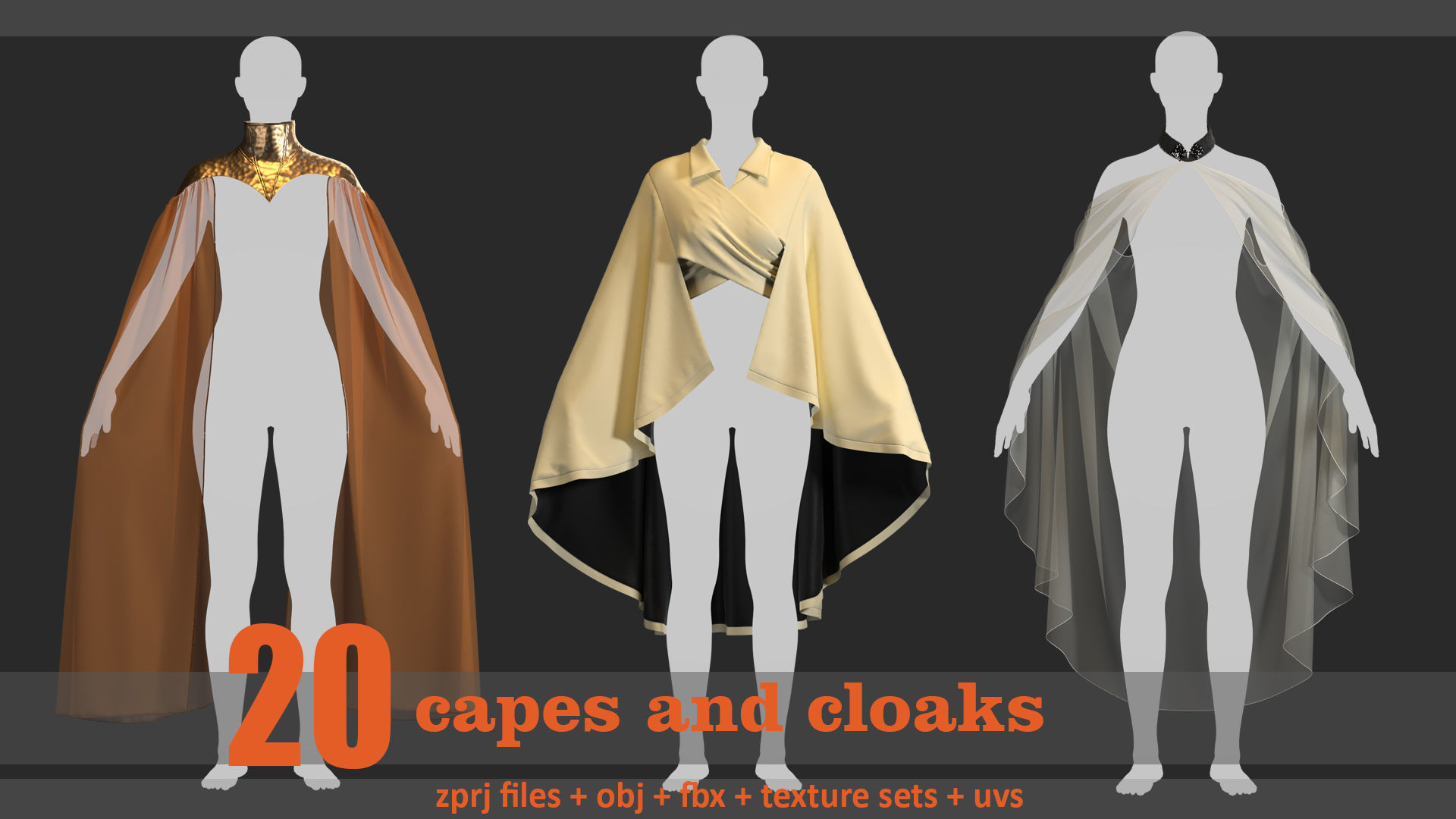 20 capes and cloak models 3D model_2